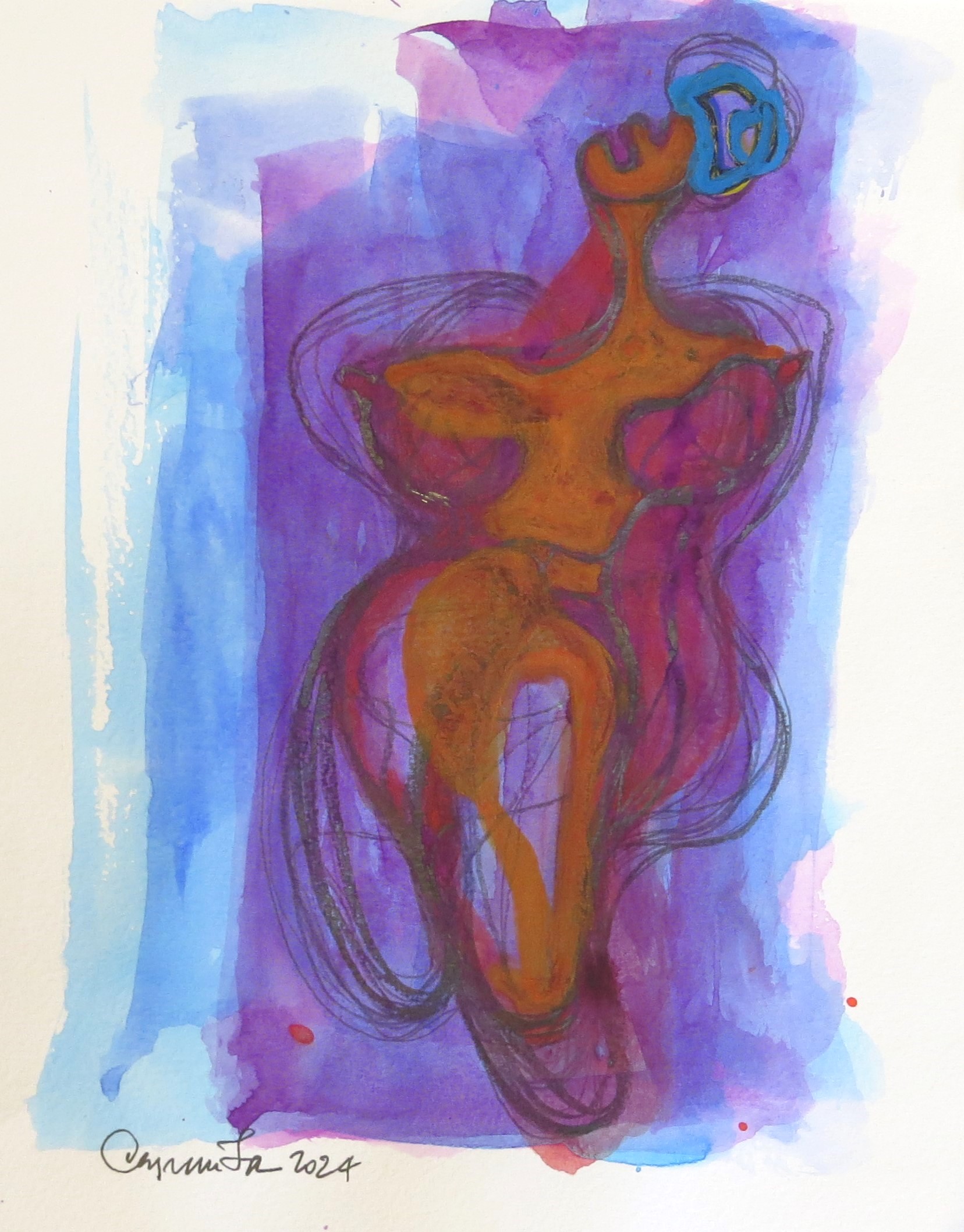 2024 The Buddha Woman II, Watercolour and Graphite on Canson, 320x240 mm 300g